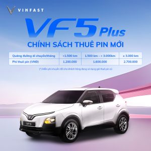 VinFast bổ sung gói thuê pin mới cho VF 5 Plus, chỉ từ 1,2 triệu đồng/tháng